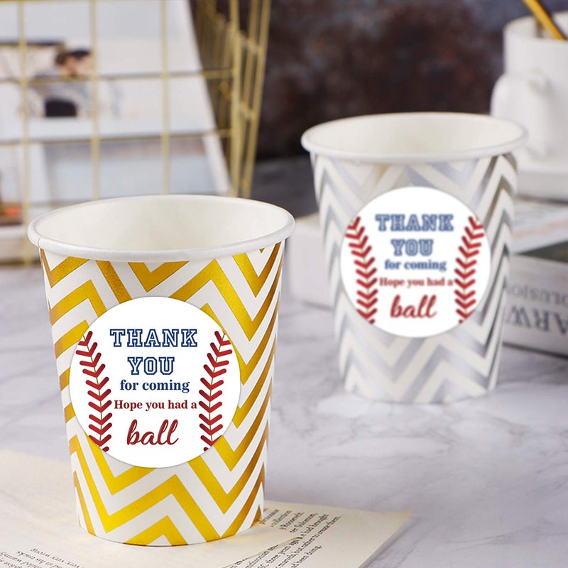 Mr.Mug 50 Baseball Stickers, Birthday Party Favor Thank You Label, Theme Party Supplies, 2 Inch - Image 3